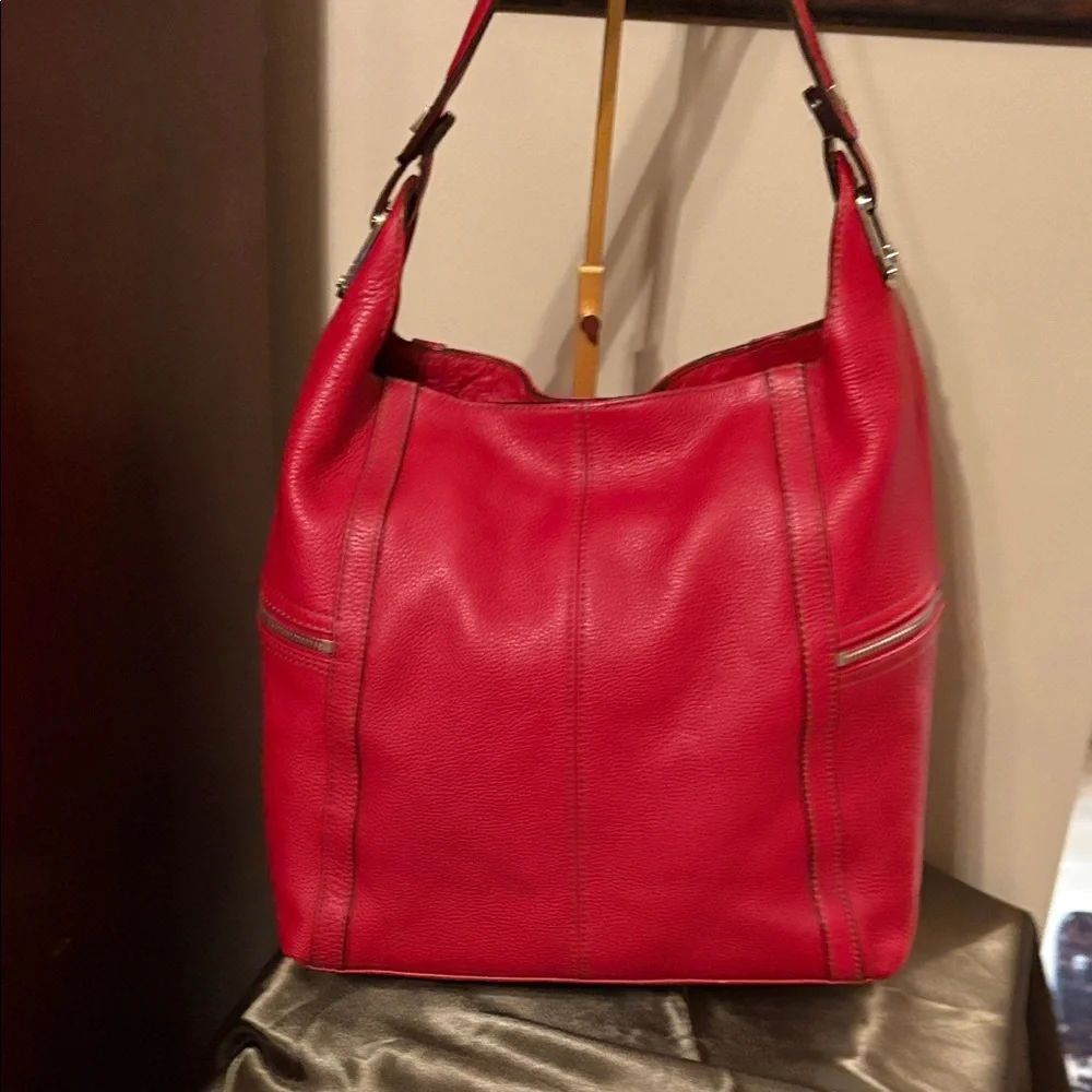 Tignanello Red Leather Hobo Bag - Picture 5 of 10
